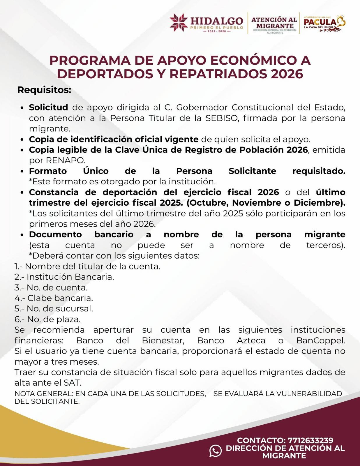 Difunden programa de apoyo para familias migrantes hidalguenses en Pacula